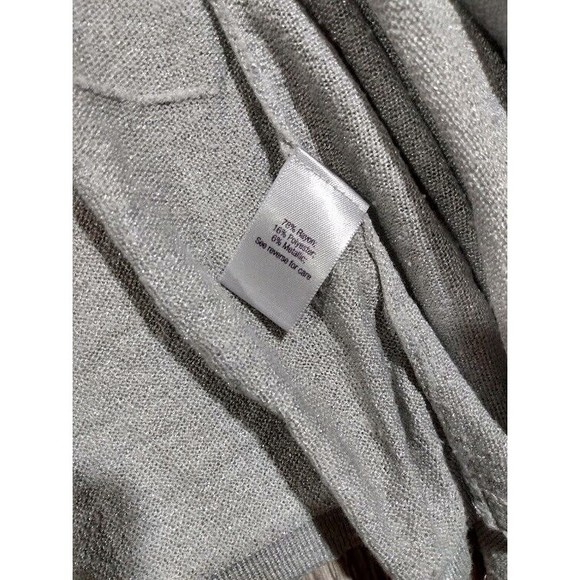 Jennifer Lopez Open Front Cardigan Sweater Womens Extra Small Metallic Silver - Picture 7 of 8